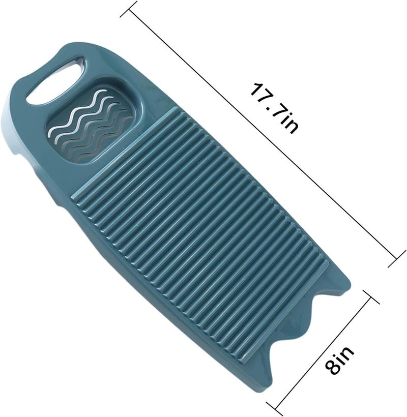 LLpotata Wash Board, Washboard for Hand Washing Clothes, Plastics Laundry Scrub Board Household With Holder Portable (A-Navy blue) - Image 3